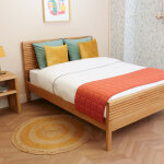 Chemin de lit matelass jersey terre de sienne 50x200