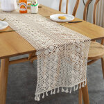 Chemin de table en macram� rectangulaire, dentelle au crochet, �l�gante nappe en maille pour rustique, ...