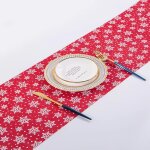 Chemin de table de no�l, nappe de no�l rouge avec motif de flocon de neige blanc, chemin de table de ...