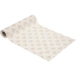 Fric lights and christmas - chemin de table tissu fond naturel motif palmette dor paillet 28 x 300 ...