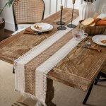 Chemin de table, chemin de table en toile de jute naturelle, style simple moderne pour la maison quotidien, ...