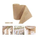 Chemin de table en toile de jute ruban dcoration vintage jaune 30cmx10m cuisine de salon applicable