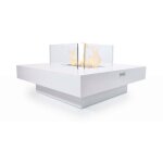 Chemine au biothanol jardin intrieur / extrieur carr 70x70cm  panarea - blanc