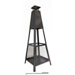 Kekai - chemine brasero usage extrieur akita totem 40x40x140 cm design pyramidale en acier et tisonnier ...
