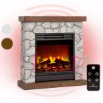 Cheminee electrique effet flamme, chemine electrique decorative chauffante de 1800w, tlcommande et ...