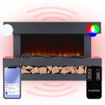 Cheminee electrique effet flamme, chemine electrique decorative chauffante de 2000w, tlcommande et ...