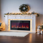 Chemin�e �lectrique murale et encastrable, 12 couleurs de flammes r�glables, thermostat r�glable, avec ...