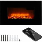 Chemin�e murale �lectrique noir max. 1800 w t�l�commande effet flamme illusion �cran t�te haute fonction ...