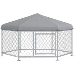 Chenil pour chien entirement couvert - enclos chien - dim. 210l x 185l x 120h cm - porte verrouillable ...