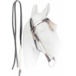 Chestnut rosso - bride en cuir occidental avec r�nes et inserts en cuir brut