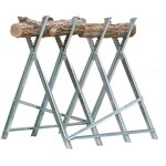 Terre jardin - chevalet de sciage pliable en acier - porte bches robuste - supporte jusqu' 150 kg