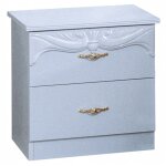 Chevet 2 tiroirs baroque bois brillant blanc venize 50cm