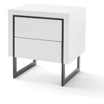 Terre de nuit - chevet 2 tiroirs en bois blanc laqué avec pieds noir - ch16006 Terre de nuit - chevet 2 tiroirs en bois blanc laqué avec pieds noir - ch16006