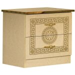 Chevet 2 tiroirs laqu� beige et dor� savana 50cm