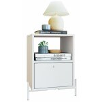 Chevet blanc 1 tiroir 1 niche pieds m�tal l 45 h 56 p 35 cm