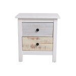Vs venta - stock ? table de chevet en pin massif blanc lav� ? 2 tiroirs multicolores ? dimensions 46x35x49 ...