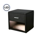 Chevet simili cuir avec Éclairage led leva - noir, polyuréthane, mdf, rectangulaire, style contemporain, ... Chevet simili cuir avec Éclairage led leva - noir, polyuréthane, mdf, rectangulaire, style contemporain, ...