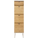 Chiffonnier avec 3 tiroirs coloris bois naturel et blanc - longueur 33 x profondeur 33 x hauteur 130, ...