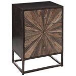 Chiffonnier avec 4 tiroirs en bois / fer coloris beige - longueur 48 x profondeur 34 x hauteur 106 cm ...