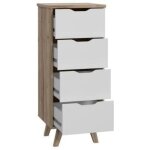 Les tendances ? chiffonnier 4 tiroirs en panneaux de particules ? d�cor ch�ne et blanc ? dimensions l ...