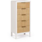 Chiffonnier 5 tiroirs 40x30x92 cm blanc et naturel - cark