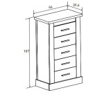 Chiffonnier avec 5 tiroirs coloris chêne cambrian, blanc - longueur 66 x profondeur 39, 6 x hauteur 107 ... Chiffonnier avec 5 tiroirs coloris chêne cambrian, blanc - longueur 66 x profondeur 39, 6 x hauteur 107 ...