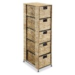 Chiffonnier 5 tiroirs mtal et jacinthe marron kyca