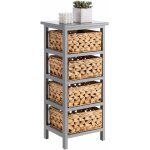 Idimex ? chiffonnier en bois de paulownia gris avec 4 paniers en jacinthe d'eau ? dimensions optimis�es ...