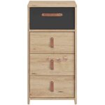 Terre de nuit - chiffonnier enfant 4 tiroirs en bois imitation chne clair et noir - cf5051