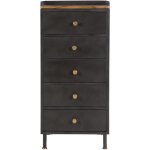 Chiffonnier 5 tiroirs en mtal gris mtallis et bois de manguier - gauthier