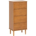 Chiffonnier, meuble de rangement avec 4 tiroirs en bois coloris marron - longueur 50 x profondeur 35 ...