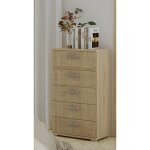 Chiffonnier, meuble de rangement coloris chêne cambrian / effet textile - longueur 60 x profondeur 39. ... Chiffonnier, meuble de rangement coloris chêne cambrian / effet textile - longueur 60 x profondeur 39. ...