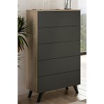 Chiffonnier, meuble de rangement coloris chne cambrian / graphite - longueur 60 x profondeur 37. 8 x ...