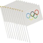 Choyclit - 20pcs petit drapeau olympique, mini drapeaux jeux olympiques paris 2024 avec poteau blanc, ...