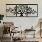 Choyclit - m�tal arbre de vie mur art, 120 cm longueur x 60 cm largeur, noir