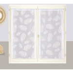 Ensemble de voilages blancs imprims feuilles avec tunnel passe - tringle, 2x 60x160cm - facile  installer ...