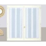 Paire de voilages blancs � fines rayures avec passe - tringle, 2x 45x120cm - pr�ts � poser atout ciel ...