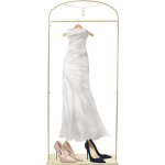 Cintre en acier dor� de 2, 3 m, porte - manteaux robe de mari�e avec pieds r�glables, �tag�res pour v�tements ...