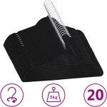 Cintres antidérapants 20 pcs noir velours vidaxl Cintres antidérapants 20 pcs noir velours vidaxl