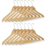 Cintre en bois set de 12 pantalon robe jupe chemise crochet pivotant 360 hxl: 22, 5 x 44, 5 cm, nature ...