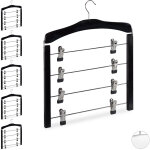 Cintre multiple, lot de 6, en bois, pour robes, pantalons, cintres multifonctions, gain de place, crochet ...