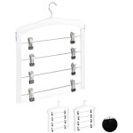 Cintre multiple en bois pour robes pantalons, lot de 3 cintres, gain de place clips crochet 360�, blanc ...