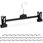 Cintres à pantalon, lot de 30, plastique, pinces pour jupes, antidérapant, 14 x 36 x 3 cm, noir Cintres à pantalon, lot de 30, plastique, pinces pour jupes, antidérapant, 14 x 36 x 3 cm, noir