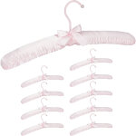 Cintre en satin, set de 10, cintre rembourré doux pour vestes, crochet rotatif 360°, 38 cm, noeud, rose ... Cintre en satin, set de 10, cintre rembourré doux pour vestes, crochet rotatif 360°, 38 cm, noeud, rose ...