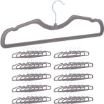 Cintre en velours set 50, cintre � costume traverse pantalon, 42 cm, antid�rapant, encoche, crochet, ...