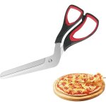 Ciseaux  pizza, ciseaux de cuisine multifonctionnels, acier inoxydable, 27 cm, noir rouge