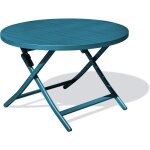 Citygarden - marius - table de jardin ronde pliante en aluminium bleu canard - city garden