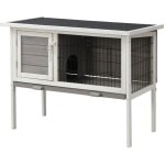 Clapier en bois sur pieds pour lapins et rongeurs - l. 91 x p. 45 x h. 70 cm - blanc et gris - lapius ...