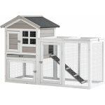 Clapier cage � lapins cottage - niche sup�rieure avec rampe et enclos ext�rieur - plateau excr�ment, ...