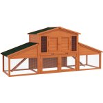 Clapier cage � lapins rongeurs xxl 2 �tages 2 enclos tiroir d�jection bois sapin pr� - huil�